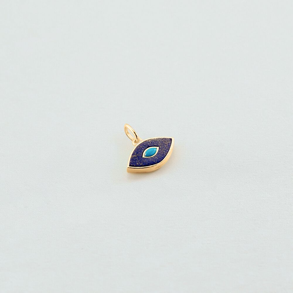 Pendentif ŒIL LAPIS LAZULI - Bleu / Doré - Autres pierres  | Agatha