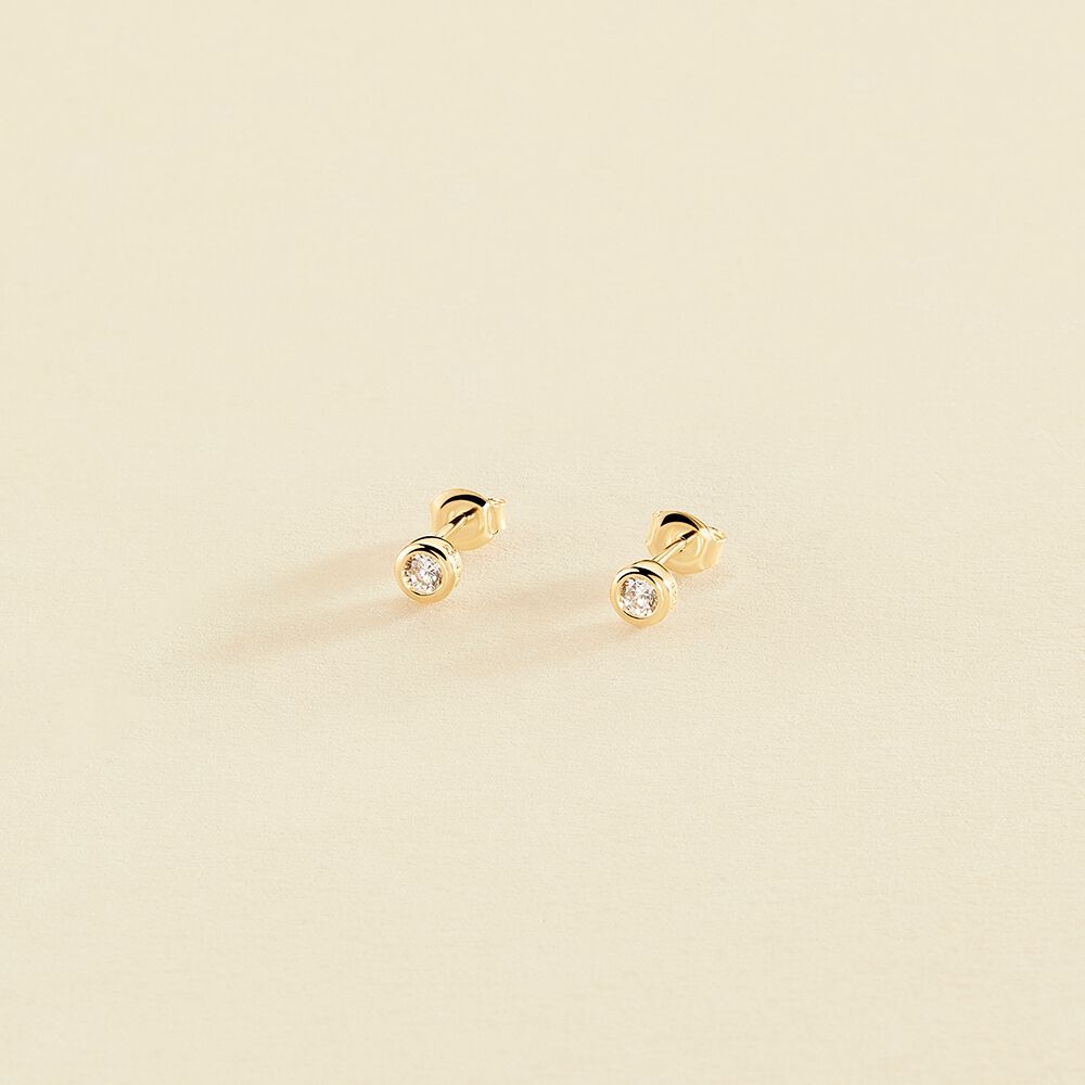 Boucles d'oreilles puces BRILLANT - Cristal / Doré - Boucles d'oreilles puces  | Agatha