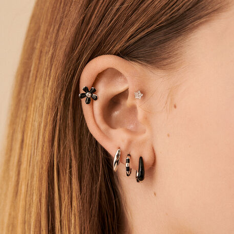 Piercing créole SUZETTE - Noir / Blanc - Piercings  | Agatha