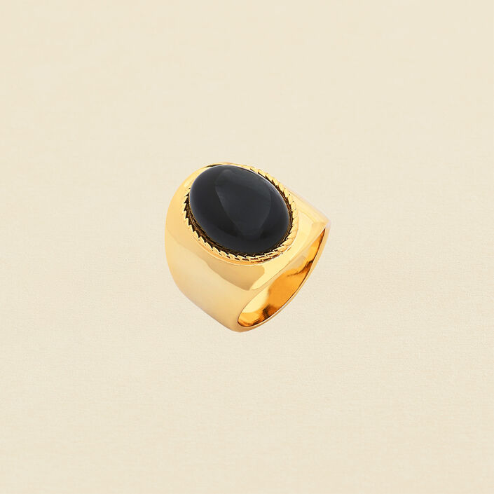 Bague large ALOHA - Onyx - Bagues  | Agatha