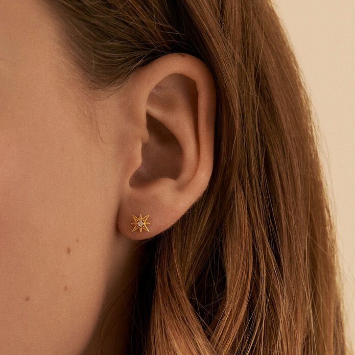Boucles d'oreilles puces OURSE - Cristal / Doré - Boucles d'oreilles puces  | Agatha