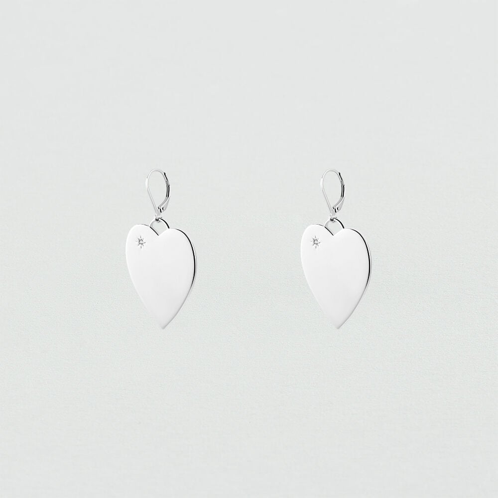 Boucles d'oreilles pendantes HEARTY - Cristal / Argenté - Outlet  | Agatha