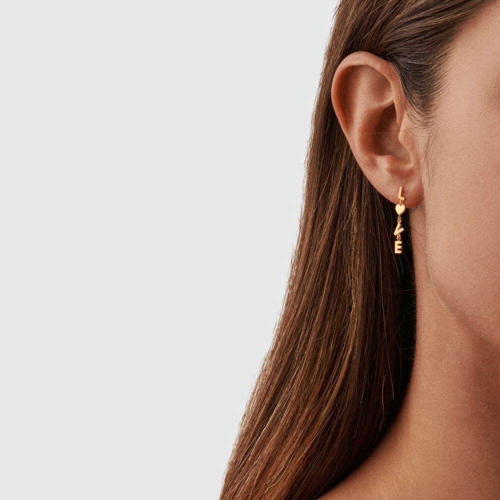 Boucles d'oreilles pendantes WITH LOVE - Dor&eacute; - Boucles d'oreilles fantaisies  | Agatha