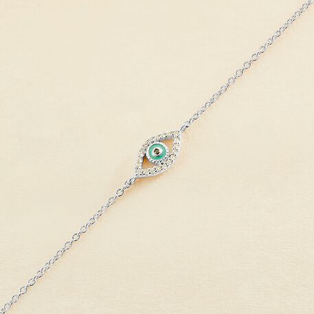 Bracelet souple LUCKY EYE - Turquoise / Argenté - Bracelets  | Agatha