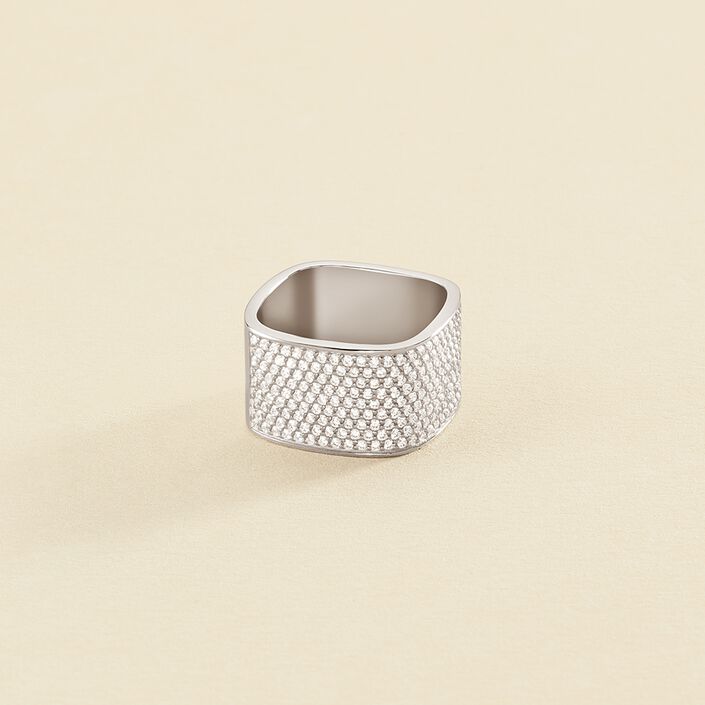 Bague large SISSI - Cristal / Argenté - Bagues  | Agatha