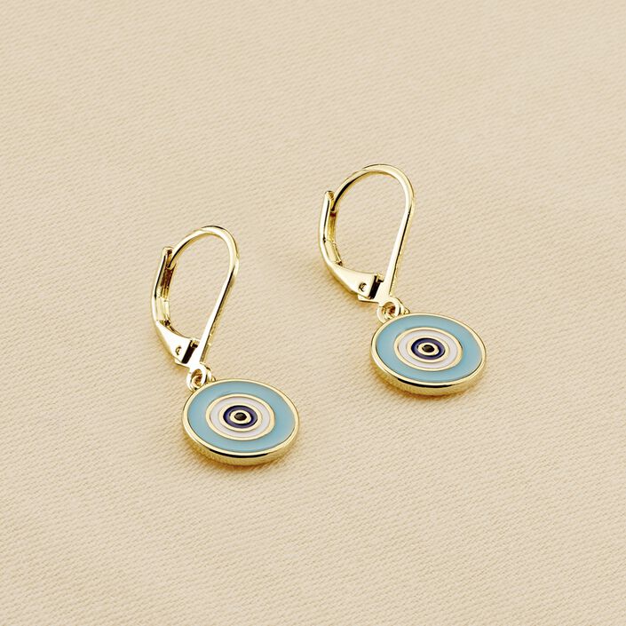 Boucles d'oreilles pendantes CYCLADES - Turquoise / Doré - Boucles d'oreilles  | Agatha