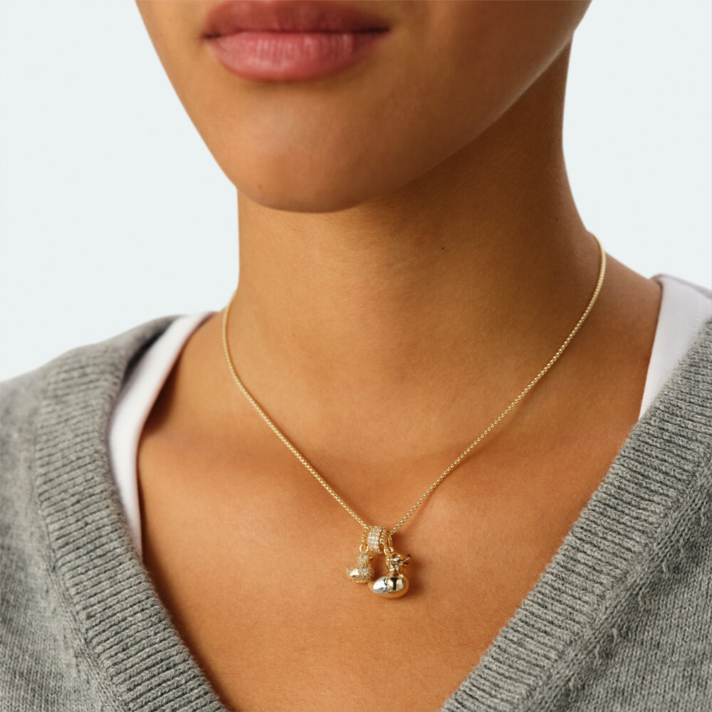 Pendentif STOPPER PAVE LUCKY - Cristal / Dor&eacute; - Bijoux  | Agatha