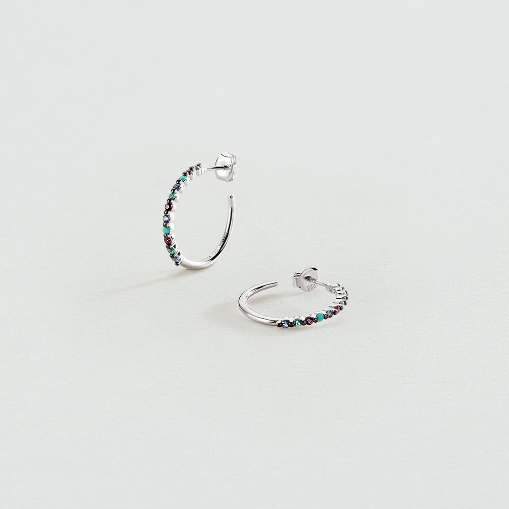 Créoles BELOVED - Multicolore / Argenté - Boucles d'oreilles fantaisies  | Agatha