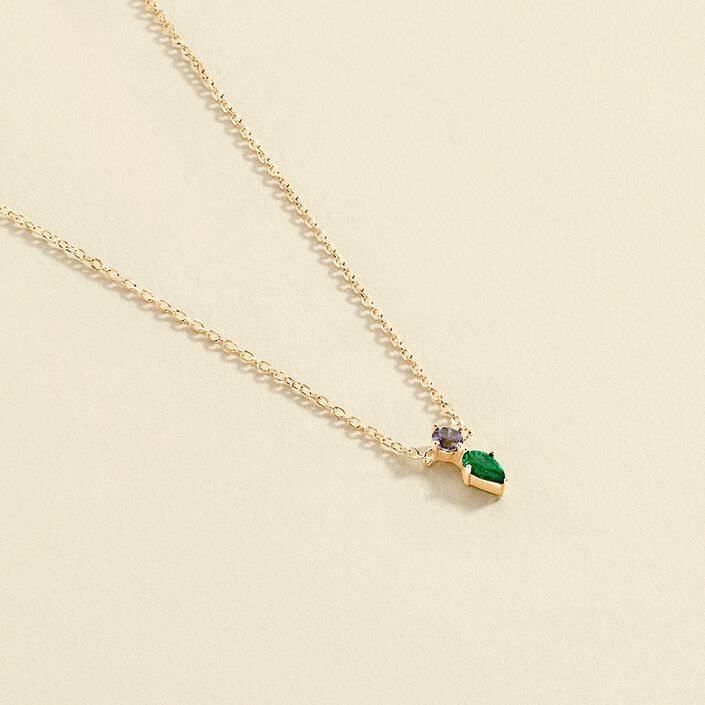 Collier ras du cou ASTRE - Vert / Doré - Colliers  | Agatha