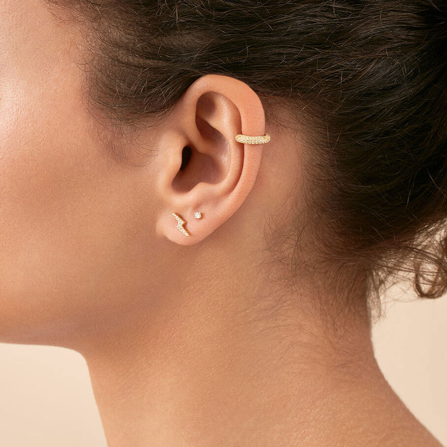 Piercing ear cuff PAVE - Cristal / Doré