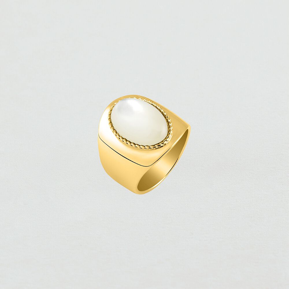 Bague Large Dorée Double Rail Avec Strass – Taille 62, Anneau Femme Brillant