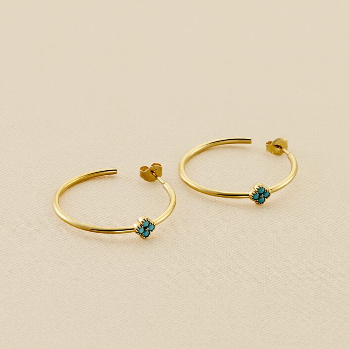 Créoles BELOVED - Turquoise / Doré - Boucles d'oreilles  | Agatha