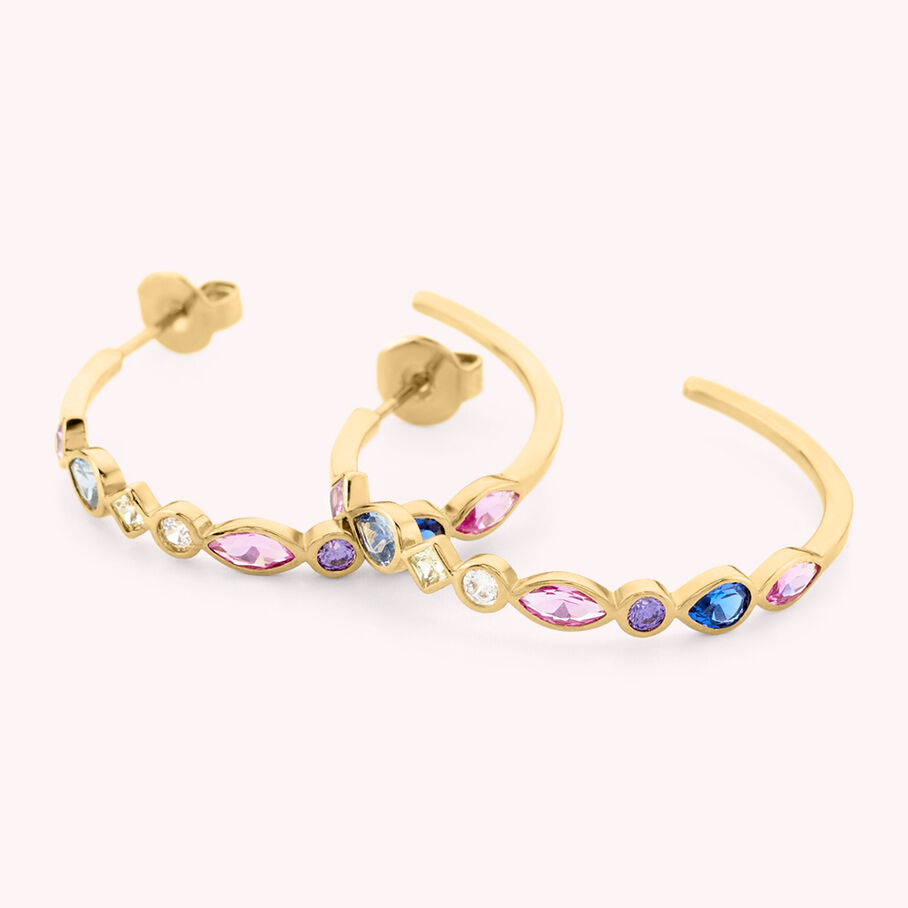 Créoles ARCO - Multicolore / Doré - Boucles d'oreilles  | Agatha