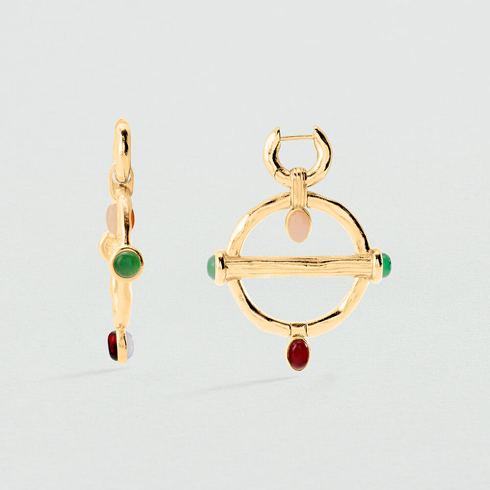 Boucles d'oreilles pendantes PANGEA - Multicolore / Dor&eacute; - Boucles d'oreilles pendantes  | Agatha