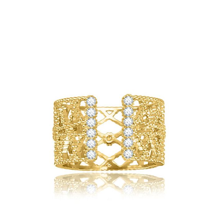 Bague large SOULMATE - Cristal / Doré - Bagues  | Agatha