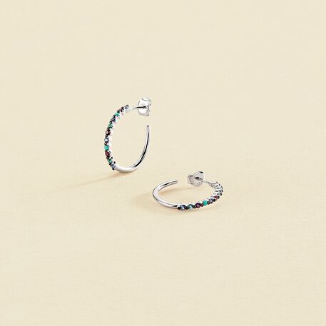 Créoles BELOVED - Multicolore / Argenté - Boucles d'oreilles  | Agatha