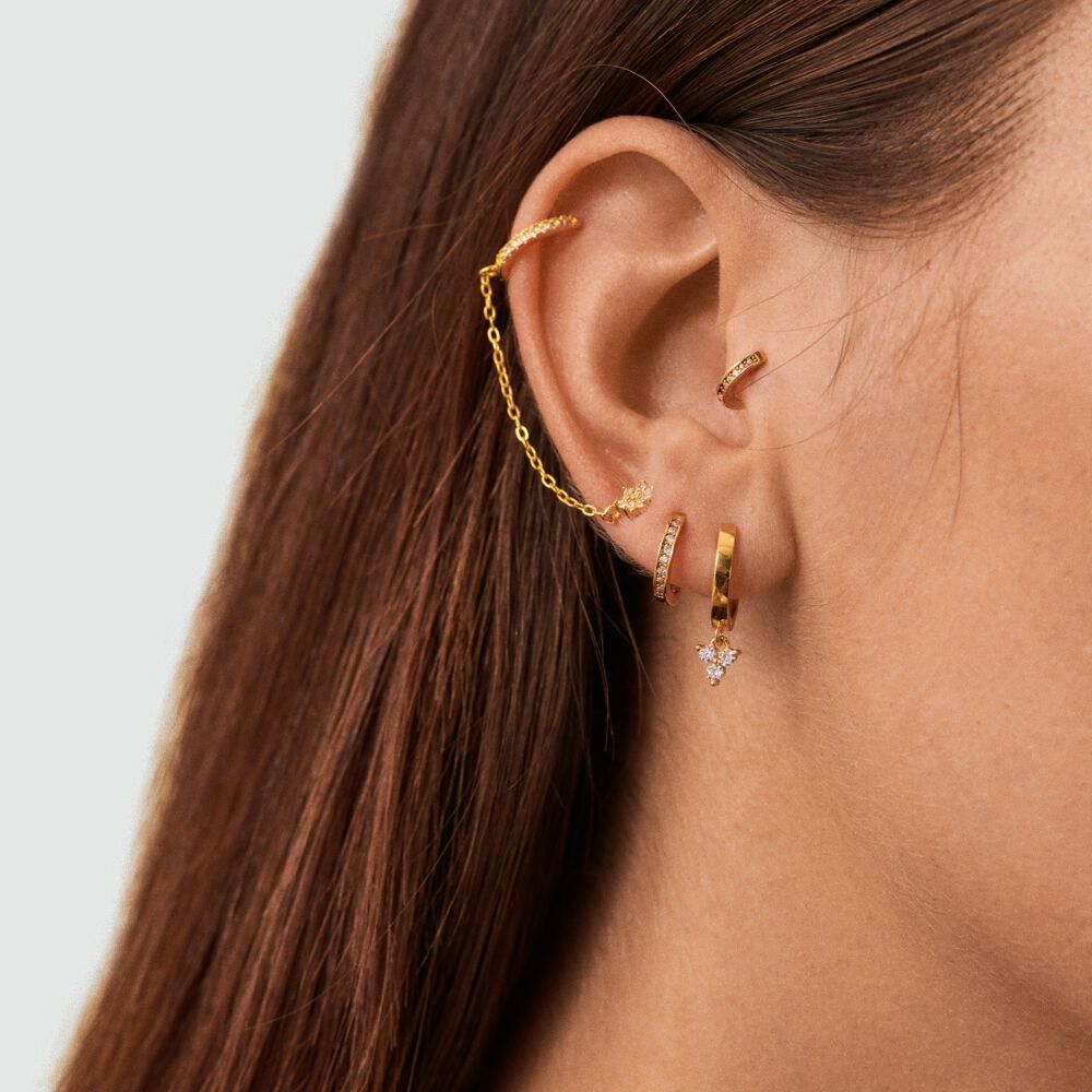 Piercing cr&eacute;ole CRIODIAM - Cristal / Dor&eacute; - Argent v&eacute;ritable  | Agatha