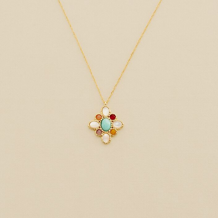 Collier mi-long ARLEQUIN - Multicolore / Doré - Colliers  | Agatha
