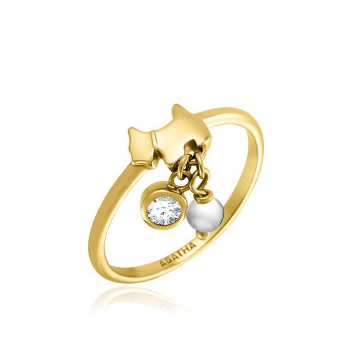 Bague fine SCOTS - Cristal / Doré - Bagues  | Agatha