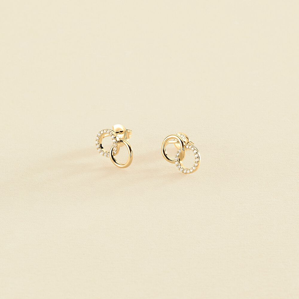 Boucles d'oreilles puces RONDOU - Cristal / Doré - Boucles d'oreilles puces  | Agatha