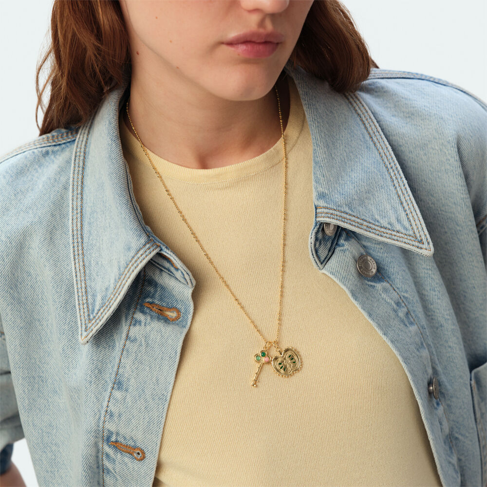Collier mi-long PANGEA - Dor&eacute; / Multicouleur - Colliers mi-long  | Agatha