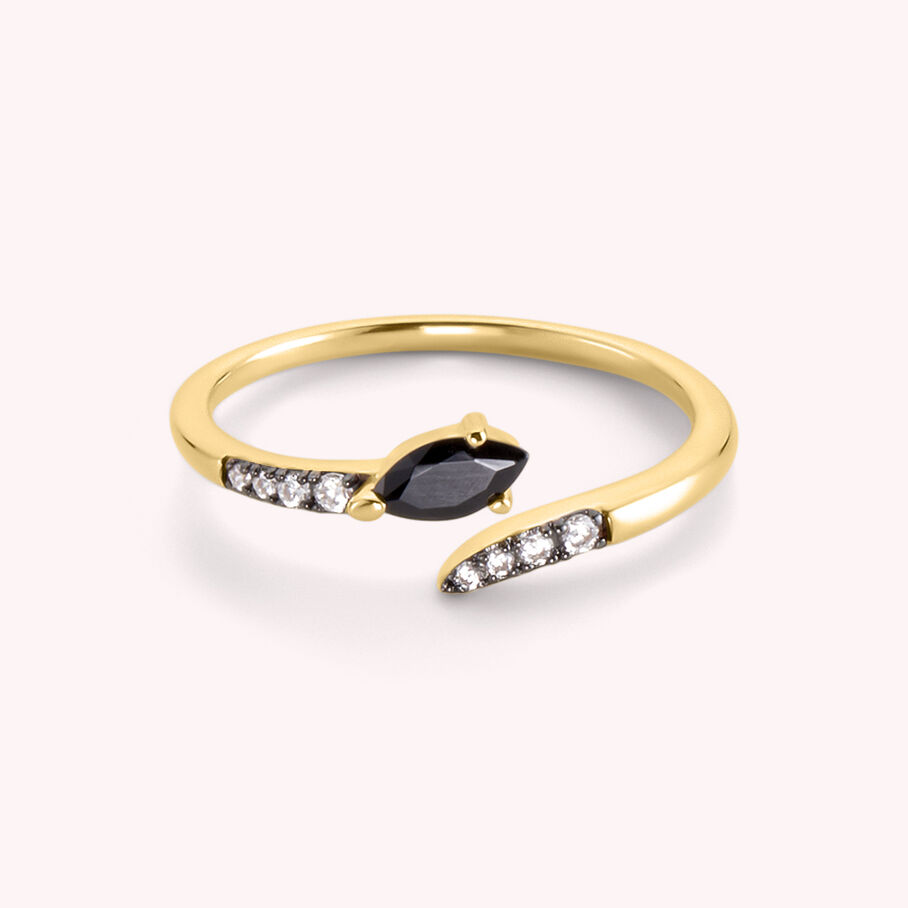 Bague fine SNAKY - Cristal / Gun - Bagues  | Agatha