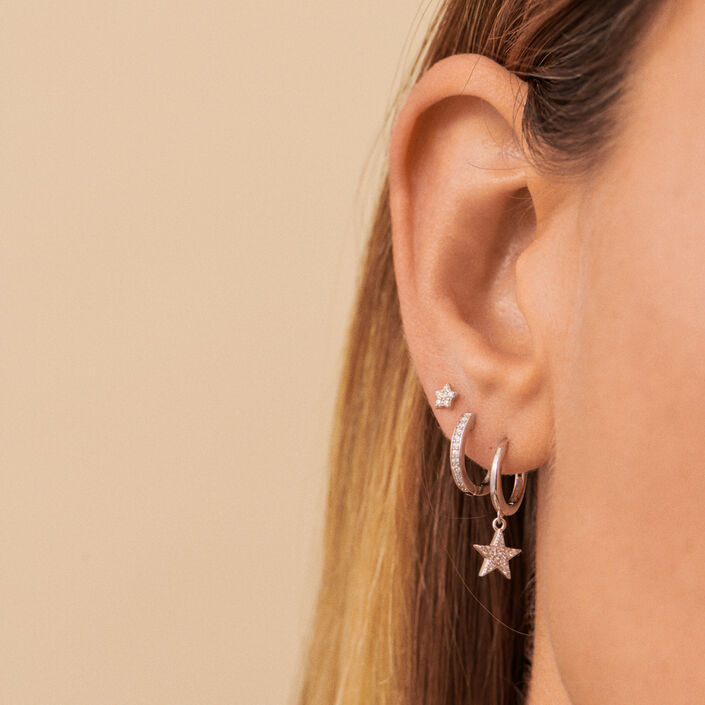 Piercing créole ESTRE - Cristal / Argenté - Piercings  | Agatha