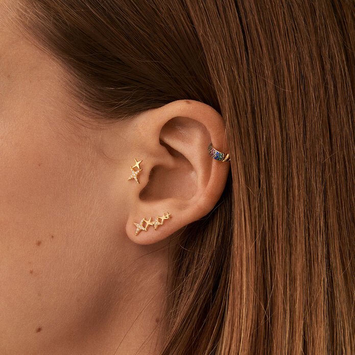 Piercing puce SHINING - Cristal / Doré - Piercings  | Agatha