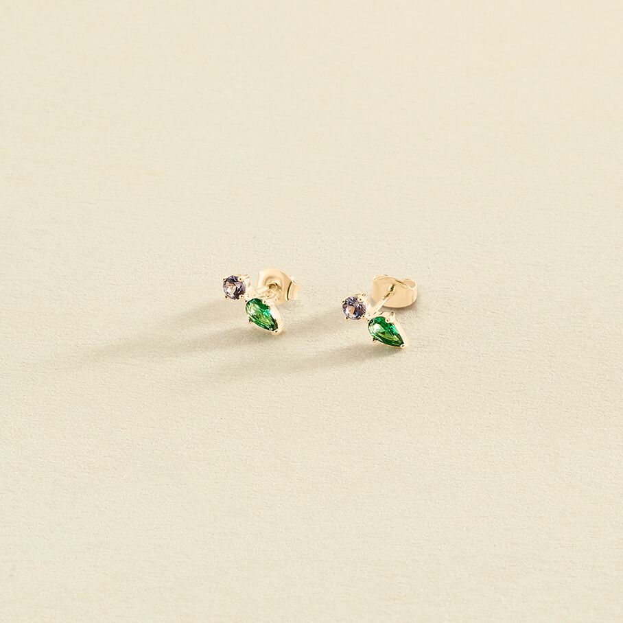 Boucles d'oreilles puces ASTRE - Vert / Doré - Boucles d'oreilles puces  | Agatha