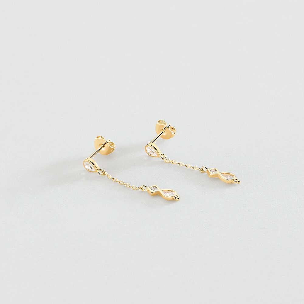 Boucles d'oreilles pendantes ARISTA - Cristal / Doré - Boucles d'oreilles fantaisies  | Agatha