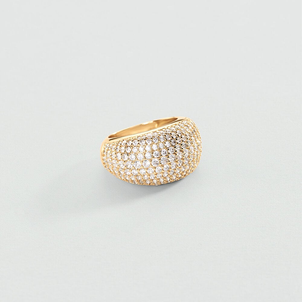 Bague large PALAIS ROYAL PAVEE - Cristal / Dor&eacute; - Bagues larges  | Agatha