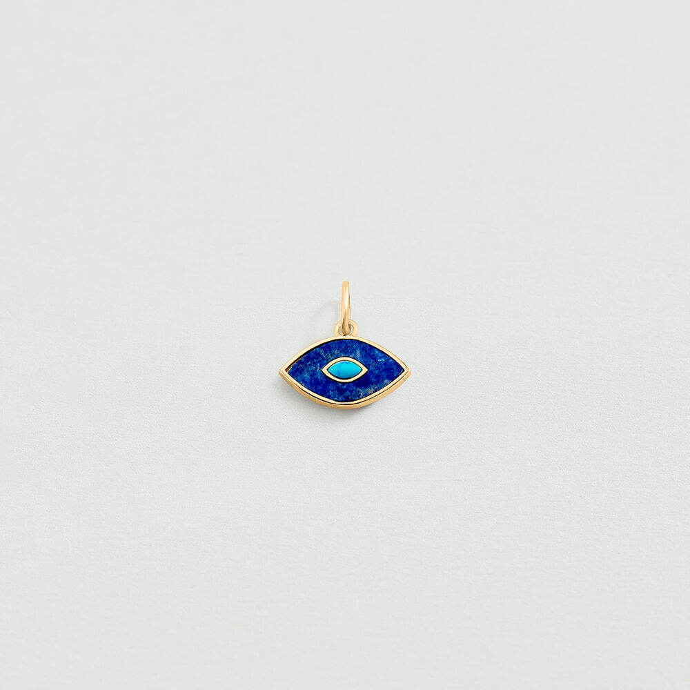 Pendentif &OElig;IL LAPIS LAZULI - Bleu / Dor&eacute; - Autres pierres  | Agatha