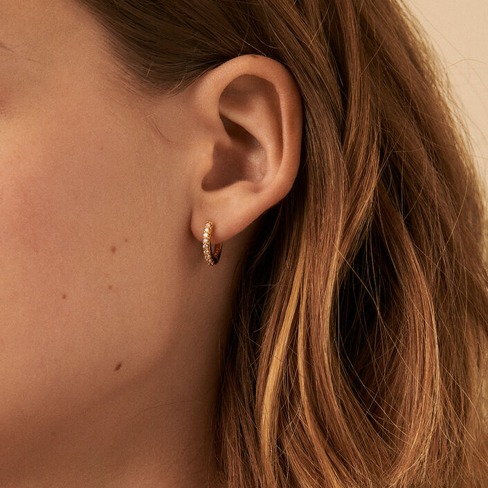 Créoles AUSTRAL - Cristal / Doré - Boucles d'oreilles  | Agatha