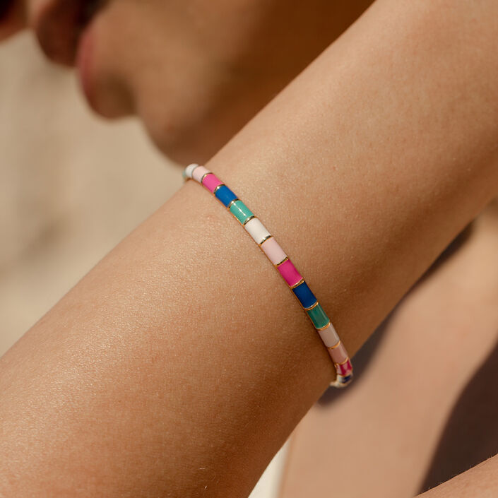 Jonc BONHEUR - Rose/blanc/bleu - Bracelets  | Agatha