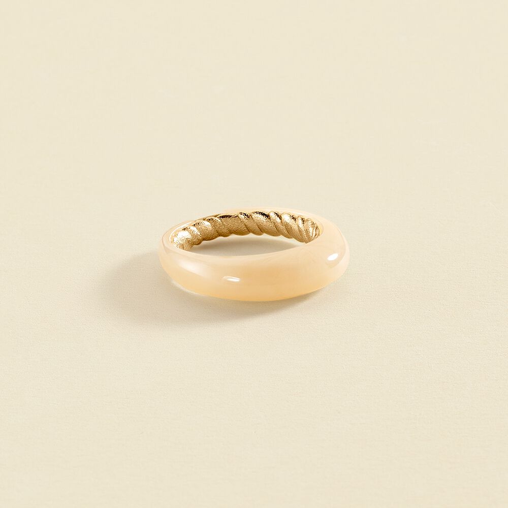 Bague fine TORSADES Ivoire Dor