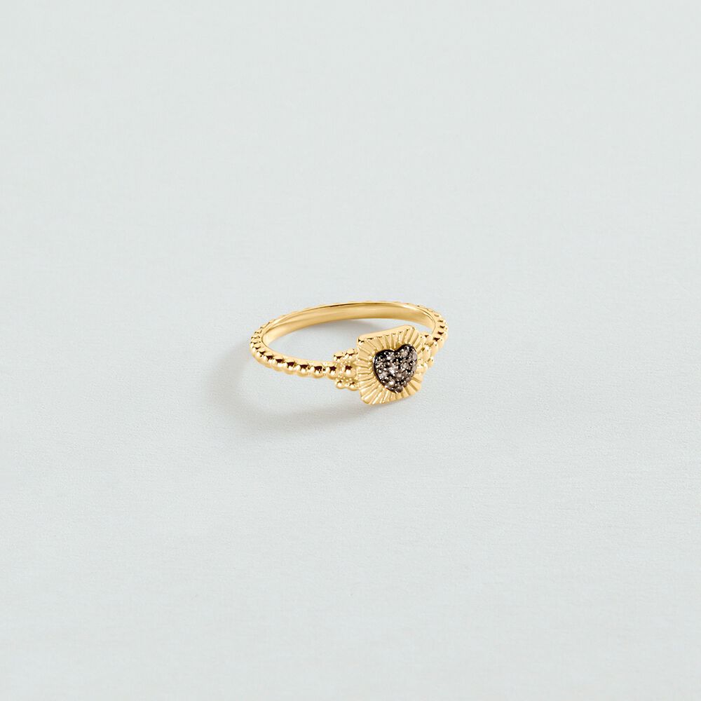 Bague fine DIAMONDS - Doré / Gun - Bagues avec pierre  | Agatha