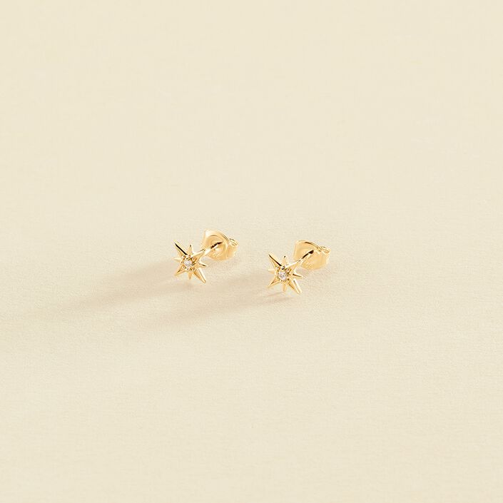 Boucles d'oreilles puces OURSE - Cristal / Doré - Boucles d'oreilles puces  | Agatha
