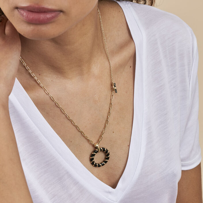 Collier mi-long SESHA - Noir / Doré - Colliers  | Agatha