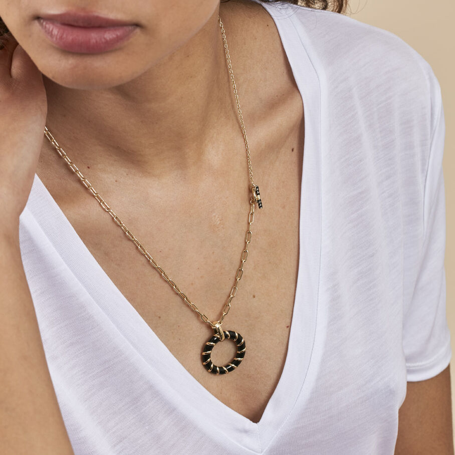 Collier mi-long SESHA - Noir / Doré - Colliers  | Agatha