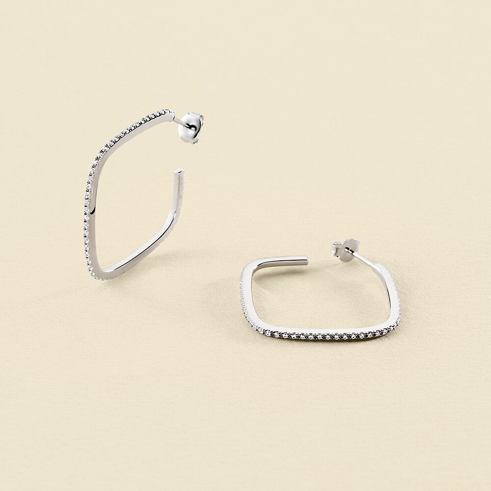 Créoles SISSI - Cristal / Argenté - Boucles d'oreilles  | Agatha