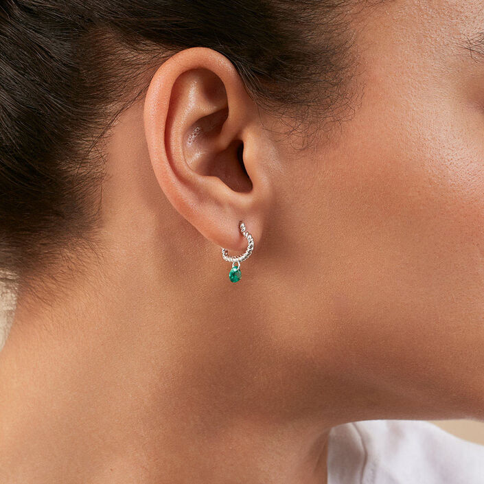 Créoles BEGUIN - Vert / Argenté - Boucles d'oreilles  | Agatha