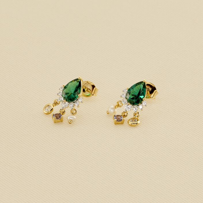 Boucles d'oreilles pendantes ASTRE - Vert / Doré - Boucles d'oreilles  | Agatha