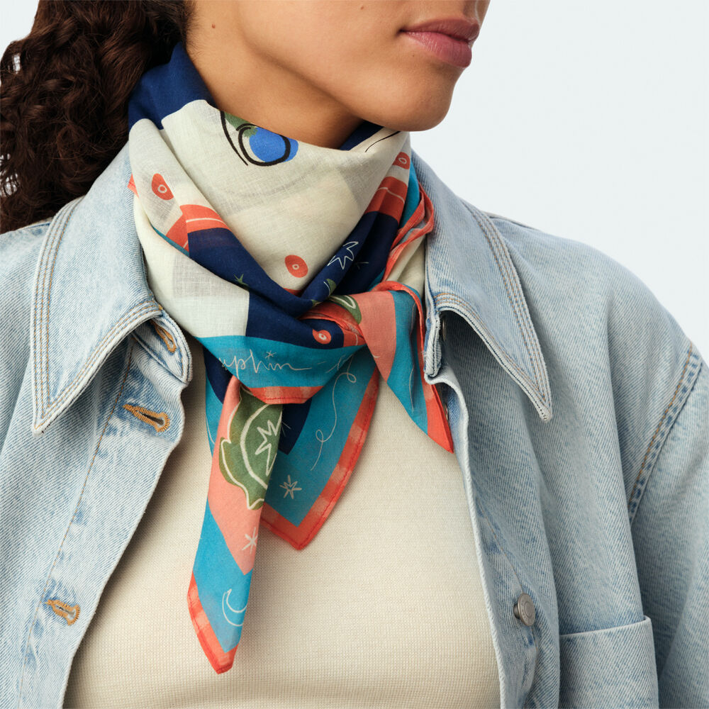 Foulard PANGEA - Bleu / Rose - Lookbooks nouveaut&eacute;s  | Agatha