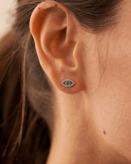 Boucles d'oreilles puces LUCKY EYE - Turquoise / Argenté - Boucles d'oreilles puces  | Agatha