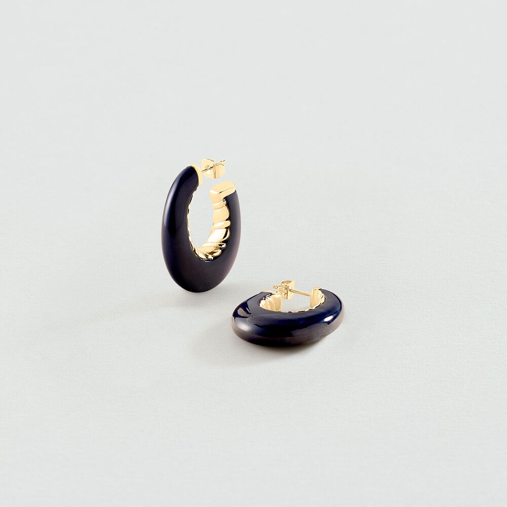 Créoles TORSADES - Bleu / Doré - Boucles d'oreilles fantaisies  | Agatha