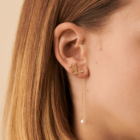 Piercing puce LIBELULA - Cristal / Doré - Piercings  | Agatha