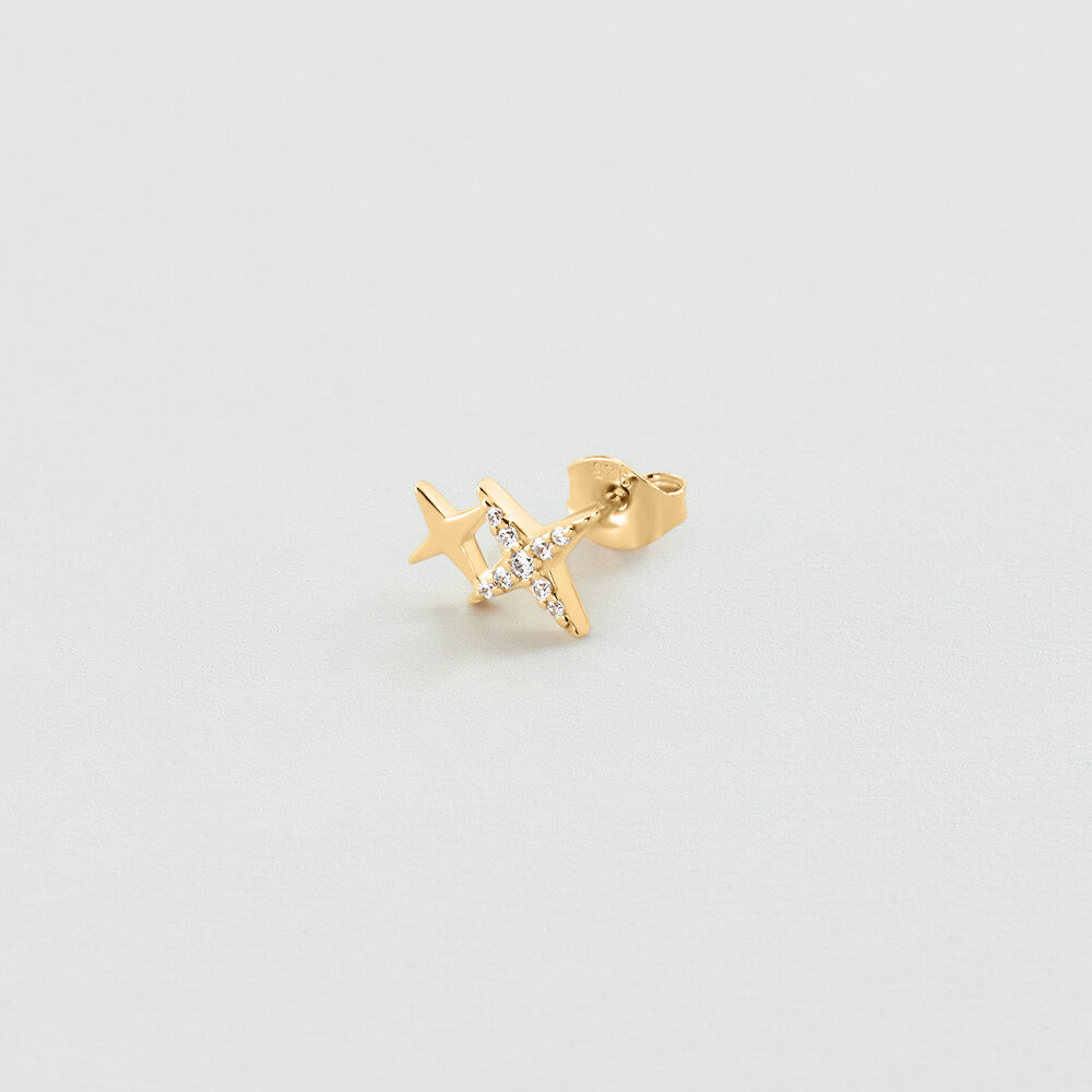 Puce &agrave; l'unit&eacute; &Eacute;TOILES MIX & MATCH - Cristal / Dor&eacute; - Boucles d'oreilles puces  | Agatha