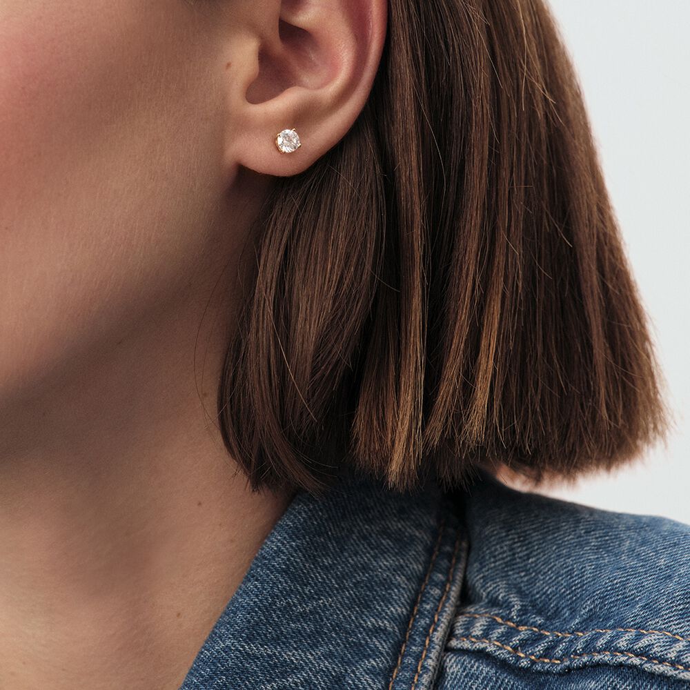 Boucles d'oreilles puces SOL - Cristal / Dor&eacute; - Boucles d'oreilles puces  | Agatha