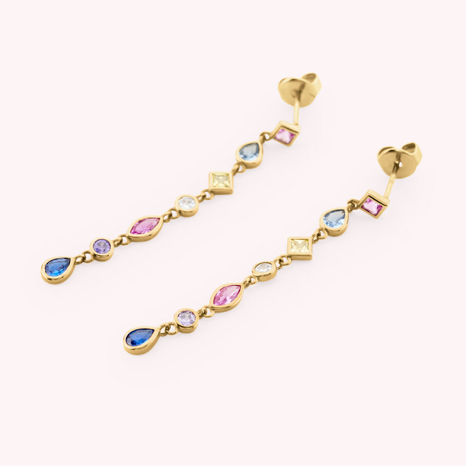Boucles d'oreilles pendantes CASCADA - Multicolore / Doré - Boucles d'oreilles  | Agatha