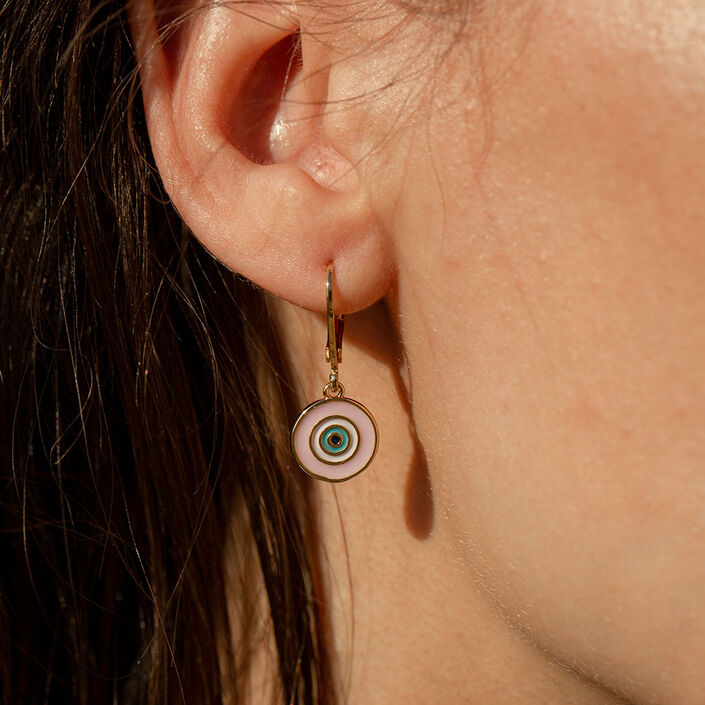 Boucles d'oreilles pendantes CYCLADES - Rose pâle/ doré - Boucles d'oreilles  | Agatha